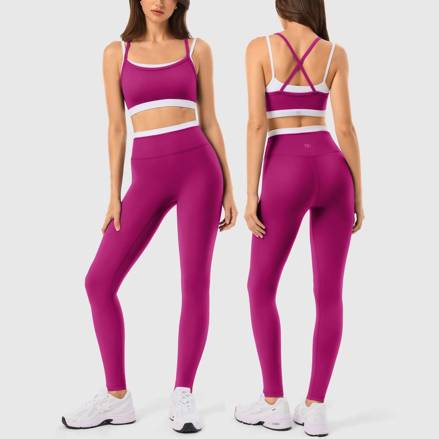 INNO MINT Women'S Workout Set 2 Pieces Workout Outfits Seamless Yoga Leggings with Padded Sports Bras Athletic Gym Casual Outfits