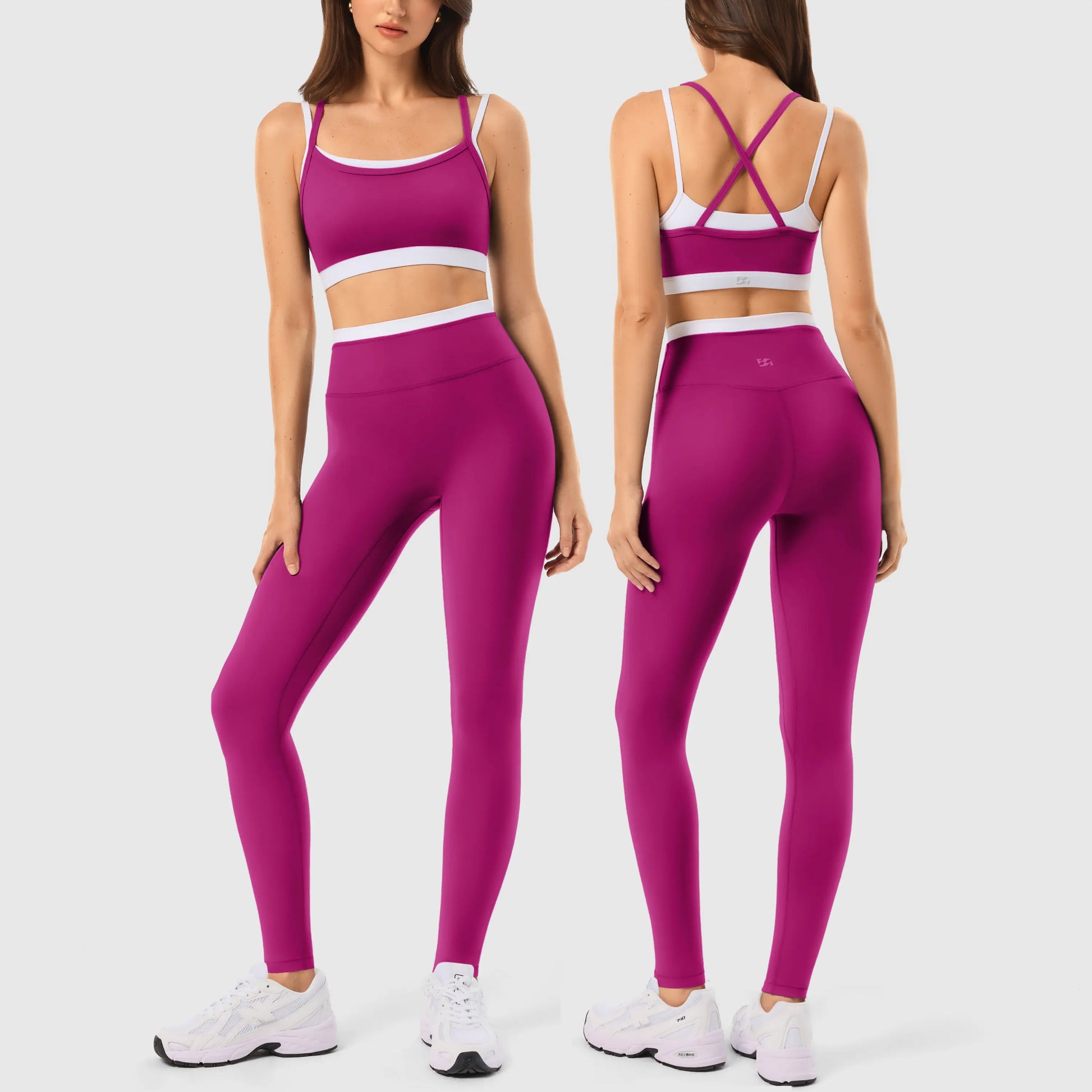 INNO MINT Women'S Workout Set 2 Pieces Workout Outfits Seamless Yoga Leggings with Padded Sports Bras Athletic Gym Casual Outfits