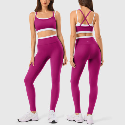 INNO MINT Women'S Workout Set 2 Pieces Workout Outfits Seamless Yoga Leggings with Padded Sports Bras Athletic Gym Casual Outfits