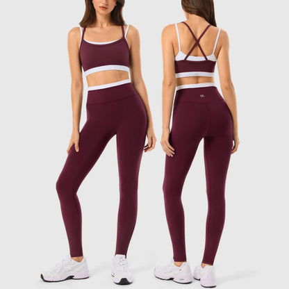 INNO MINT Women'S Workout Set 2 Pieces Workout Outfits Seamless Yoga Leggings with Padded Sports Bras Athletic Gym Casual Outfits