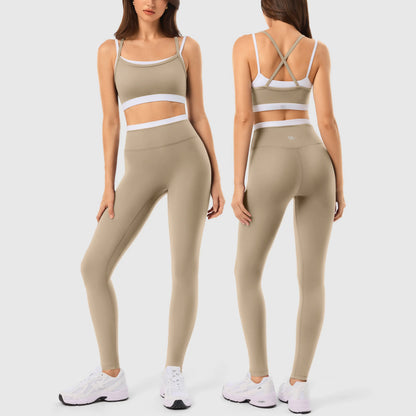 INNO MINT Women'S Workout Set 2 Pieces Workout Outfits Seamless Yoga Leggings with Padded Sports Bras Athletic Gym Casual Outfits