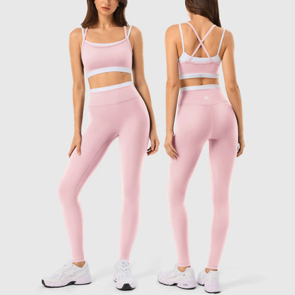 INNO MINT Women'S Workout Set 2 Pieces Workout Outfits Seamless Yoga Leggings with Padded Sports Bras Athletic Gym Casual Outfits