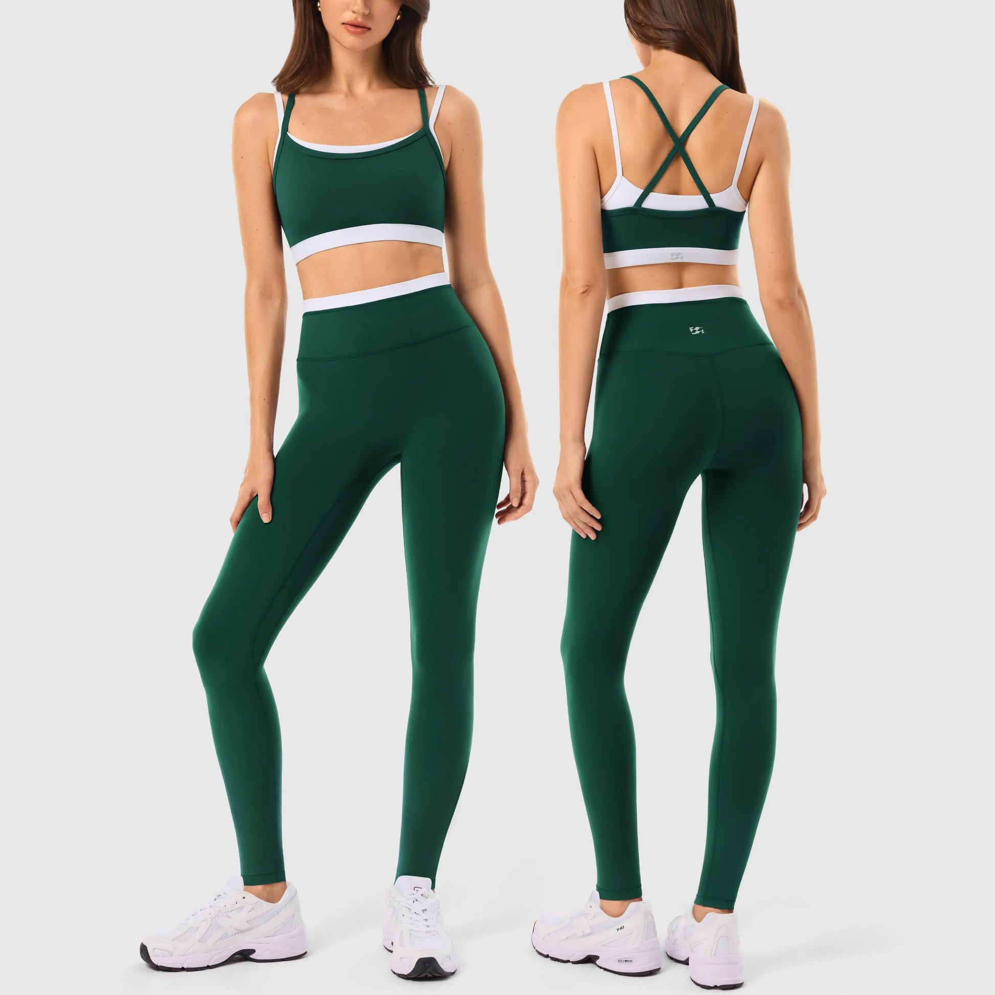 INNO MINT Women'S Workout Set 2 Pieces Workout Outfits Seamless Yoga Leggings with Padded Sports Bras Athletic Gym Casual Outfits