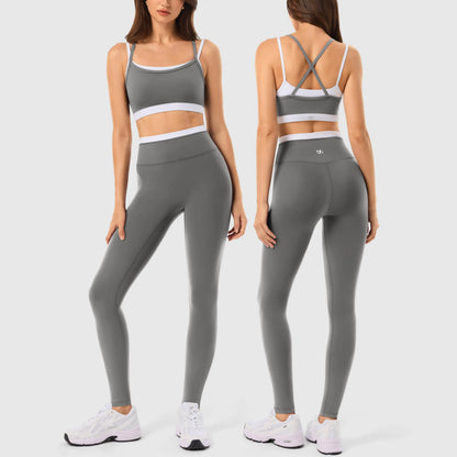 INNO MINT Women'S Workout Set 2 Pieces Workout Outfits Seamless Yoga Leggings with Padded Sports Bras Athletic Gym Casual Outfits