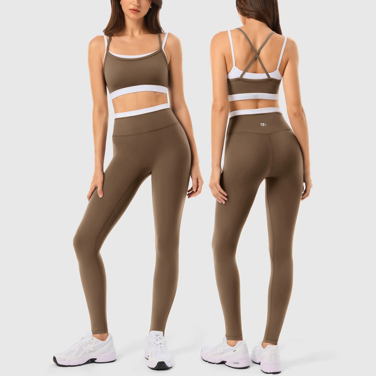 INNO MINT Women'S Workout Set 2 Pieces Workout Outfits Seamless Yoga Leggings with Padded Sports Bras Athletic Gym Casual Outfits