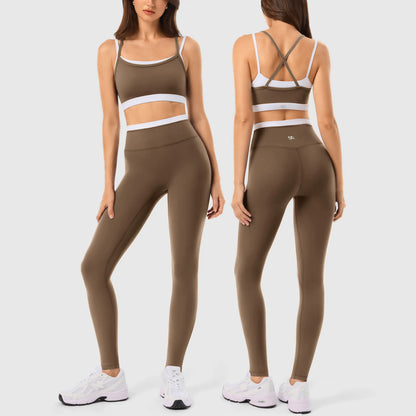 INNO MINT Women'S Workout Set 2 Pieces Workout Outfits Seamless Yoga Leggings with Padded Sports Bras Athletic Gym Casual Outfits
