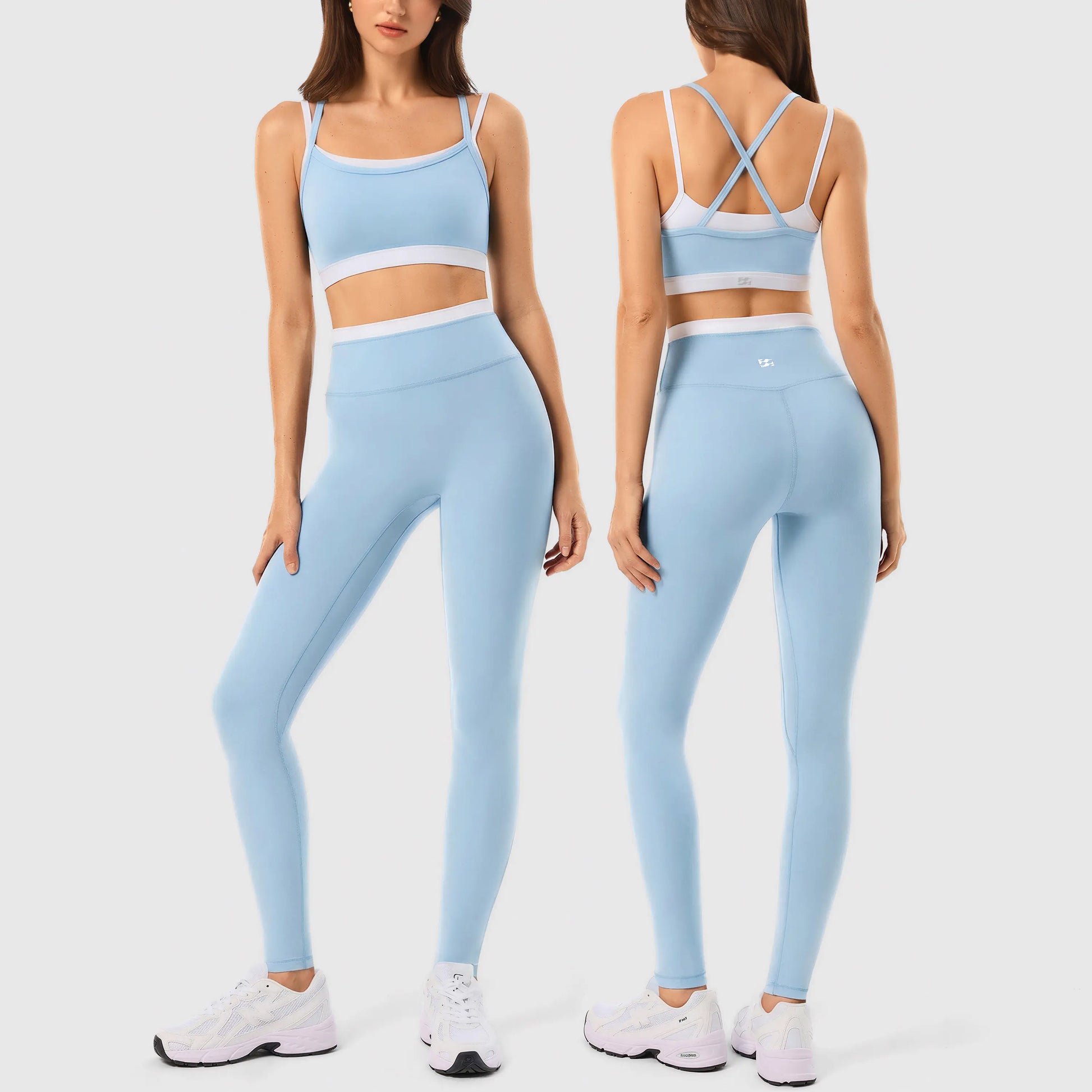 INNO MINT Women'S Workout Set 2 Pieces Workout Outfits Seamless Yoga Leggings with Padded Sports Bras Athletic Gym Casual Outfits