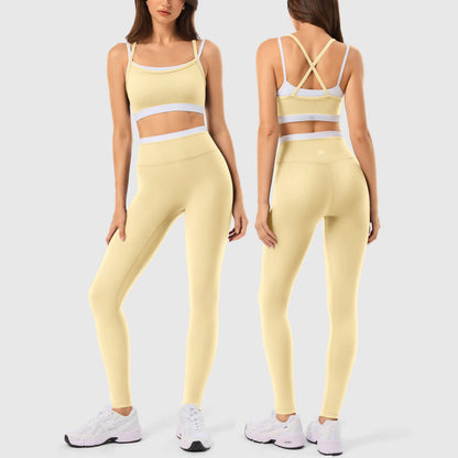 INNO MINT Women'S Workout Set 2 Pieces Workout Outfits Seamless Yoga Leggings with Padded Sports Bras Athletic Gym Casual Outfits