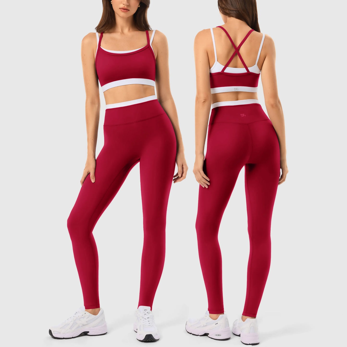 INNO MINT Women'S Workout Set 2 Pieces Workout Outfits Seamless Yoga Leggings with Padded Sports Bras Athletic Gym Casual Outfits