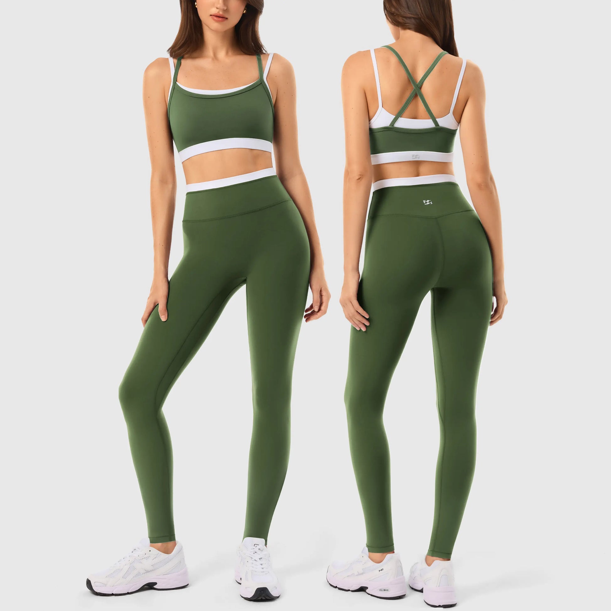 INNO MINT Women'S Workout Set 2 Pieces Workout Outfits Seamless Yoga Leggings with Padded Sports Bras Athletic Gym Casual Outfits